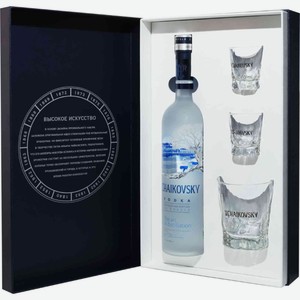 Водка Чайковский Premium Collection + 2 стопки и стакан 40 % алк., Россия, 0,7 л