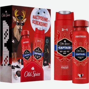 Подарочный набор мужской Old Spice Captain (дезодорант, гель-шампунь), 2 предмета