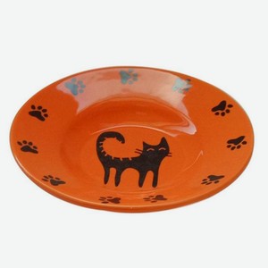Миска для животных Foxie Cat Plate керамика оранжевая 15,5 х 3 см 140 мл