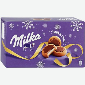 Печенье Milka Choco Cookies песочное с молочным и шоколадным кремом, 150 г