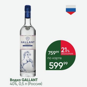 Водка GALLANT 40%, 0,5 л (Россия)
