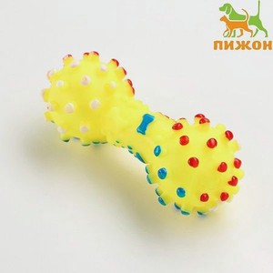 Игрушка Пижон пищащая «Гантель малая» для собак 12.5 см жёлтая