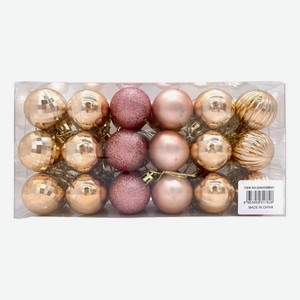 Набор шаров на ель розовый-золотой 4 см 36 шт