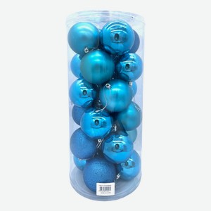 Набор шаров на ель голубой 8 см 24 шт