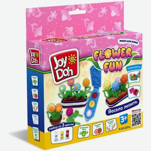 Масса для лепки Joy Doh, набор из 3 баночек с тестом FLOWER FUN - ЦВЕТЫ FLOW-60bag