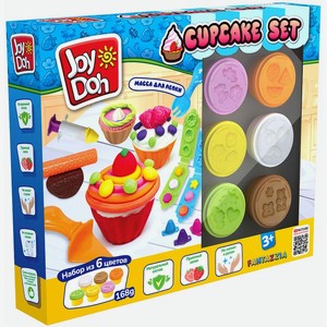 Масса для лепки Joy Doh, набор CUPCAKE SET -  Любимые пирожные , 3d формы, 18 аксессуаров, 6 баночек с тестом, (6 x 28 г.) арт. KEKS-168 pot