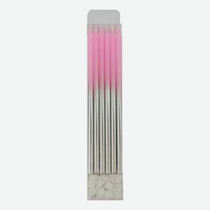 Свечи с держателями МФ Поиск Pink & Silver 15 см 12 шт