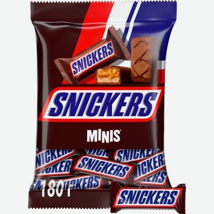 Конфеты Snickers Minis шоколадные с карамелью арахисом и нугой 180г