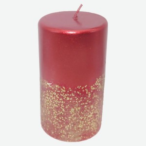 Свеча Actuel Столбик красная с блестками, 7х12 см
