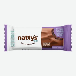 Шоколадный батончик Nattys&Go! Brownie с арахисовой пастой и какао, покрытый молочным шоколадом