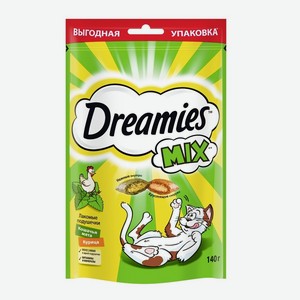 Dreamies лакомство Dreamies MIX для взрослых кошек, с мятой и курицей (140 г)