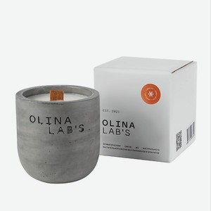 OLINALAB S Свеча ароматическая в бетонном стакане Tuberosa amber wood angeliсa 200