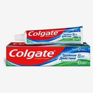 Зубная паста Colgate Тройное действие Натуральная мята для защиты от кариеса удаления потемнений с зубов и свежего дыхания, 50 мл