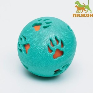 Мяч Пижон двухслойный из TPE-пластика 7.5 см бирюзовый