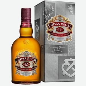 Виски шотландский купажированный ЧИВАС РИГАЛ 12 ЛЕТ 40% П/УП. 1Л, ,