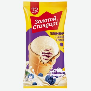 Мороженое пломбир вафельный стаканчик ЗОЛОТОЙ СТАНДАРТ ЧЕРНИКА ГОСТ 93Г, , ,