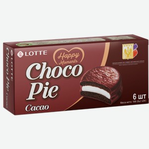 Печенье Lotte Chocopie Cacao Прослоенное Глазированное 168г, , ,