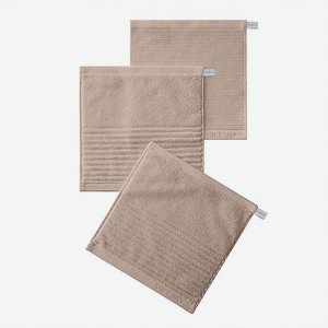 SOFT SILVER Набор Antibacterial Cotton Towels, махровые салфетки 3 шт., 30х30 см. Цвет: «Песчаный берег» (бежевый)