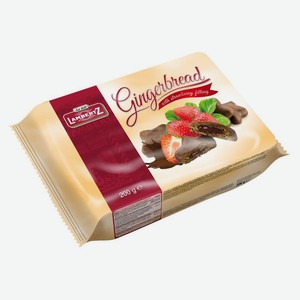 Пряники Lambertz Gingerbread с клубничной начинкой в шоколаде, 200 г