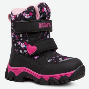 Ботинки для девочки Barkito, черные с розовым (25)