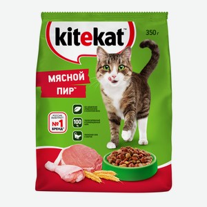 Корм сухой Kitekat Мясной пир для взрослых кошек, 350г Россия