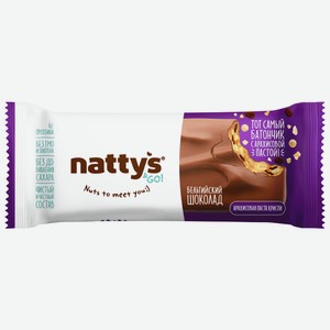 Батончик шоколадный Nattys &Go Crispy с арахисовой пастой, карамелью и изюмом в молочном шоколаде, 45г Россия