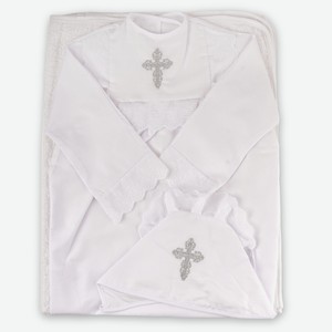 Комплект для крещения: полотенце, платье, чепчик B (74-80)