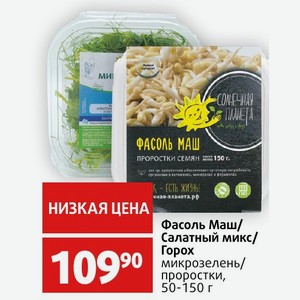Фасоль Маш/ Салатный микс/ Горох микрозелень/ проростки, 50-150 г