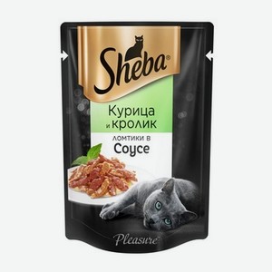 Влажный корм для кошек Sheba Pleasure ломтики в соусе с курицей и кроликом 85г