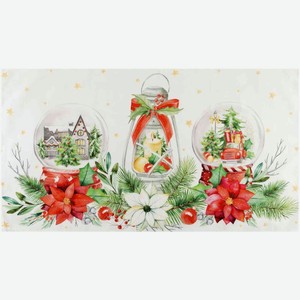 Полотенце кухонное Этель Christmas red flowers саржа цвет: серый/красный, 40×73 см