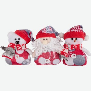 Набор ёлочных украшений Санта, медведь, снеговик цвет: красно-белый 8 см, 3 шт.