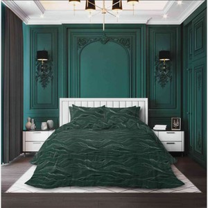 Комплект постельного белья 1,5-спальный Fashion Fantasy Green Outlines сатин цвет: хвойно-зелёный/экрю, 4 предмета