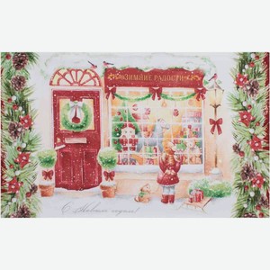 Полотенце кухонное Этель Зимние радости саржа цвет: зеленый/красный, 40×70 см