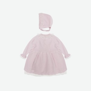 Комплект для девочки платье и чепчик leoking, розовый (80)
