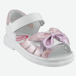 Туфли для девочки Bumi летние, белые с розовым (25)