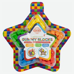 Конструктор-пластилин Gummy Blocks многоразовый разноцветный мягкий, 5 цветов