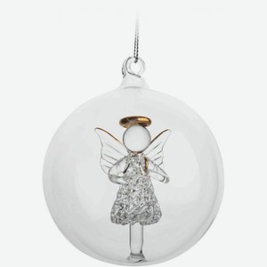 Ёлочное украшение Шар цвет: прозрачный с ангелом, 8 см
