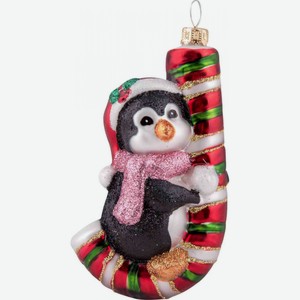 Ёлочное украшение Пингвин с леденцом цвет: красный/чёрный, 10,9 см