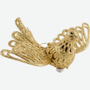 Ёлочное украшение Птичка цвет: золотой, 16 см