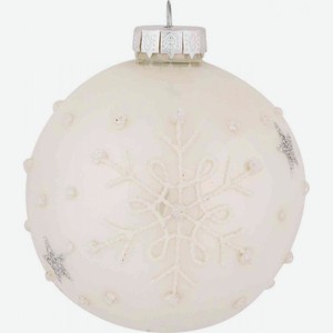 Ёлочное украшение Шар со снежинками цвет: белый с серебряным, 8 см