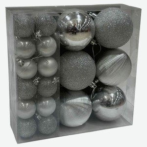 Набор ёлочных украшений 8030N1-5973AK02 Набор шаров цвет: серебряный, 30 шт.