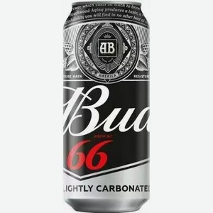 Пиво Bud 66 Светл. Фильтр. Пастер. Ж/б. 0,45л, ,