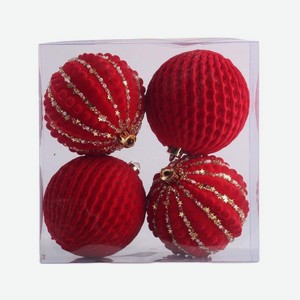Набор шаров B&H сочный цвет красный, 7.5см x 4шт Китай