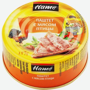 Мясные консервы паштет HAME с мясом птицы, Россия, 117 г
