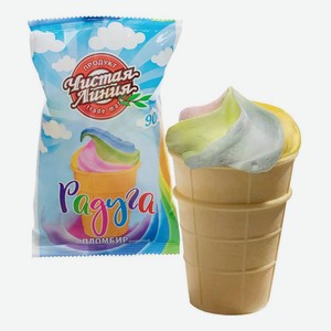 Мороженое пломбир Чистая линия Радуга в вафельном стаканчике 90 г