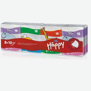 BELLA BABY HAPPY Носовые платочки трехслойные  Звери  мини-формат 80