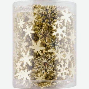 Ёлочное украшение Бусы с колокольчиками или снежинками цвет: золотой дизайн, в ассортименте, 8 см