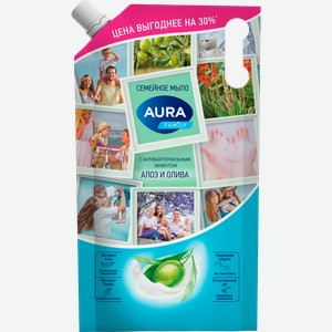 Жидкое мыло Aura Family с соком алоэ 1л