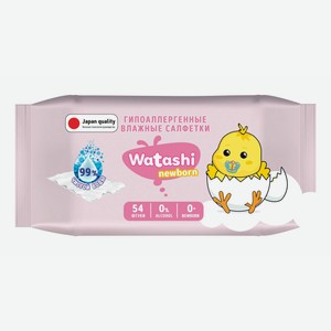 Салфетки влажные детские Watashi Newborn 54 шт