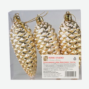 Елочные украшения Santa s World в наборе: Шишки (золото) , 11см,3 шт., HV1103-627/1S01